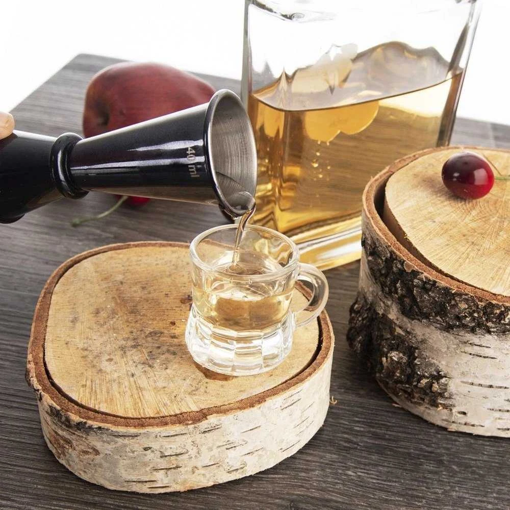 Dvipusis plieno barmeno matavimo puodelis Juodas 20/40 ml