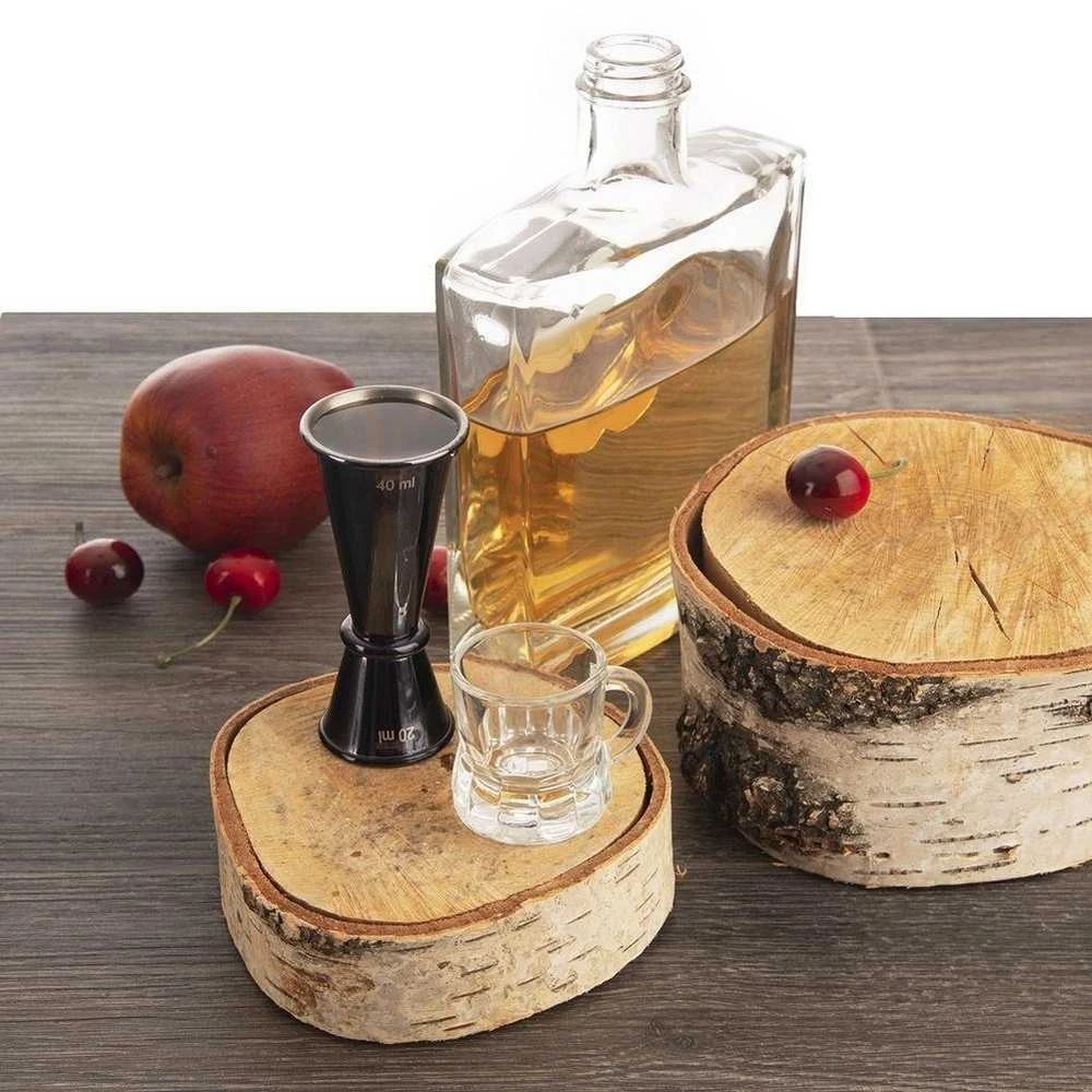 Dvipusis plieno barmeno matavimo puodelis Juodas 20/40 ml