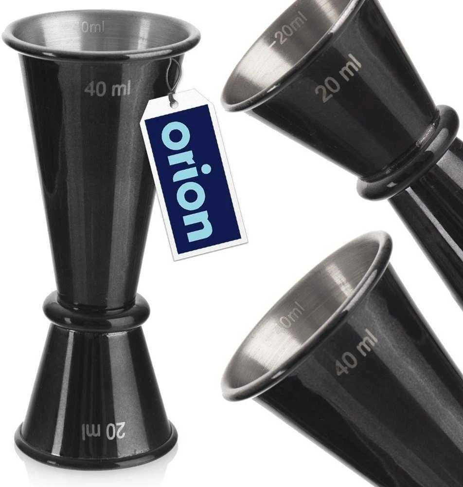 Dvipusis plieno barmeno matavimo puodelis Juodas 20/40 ml