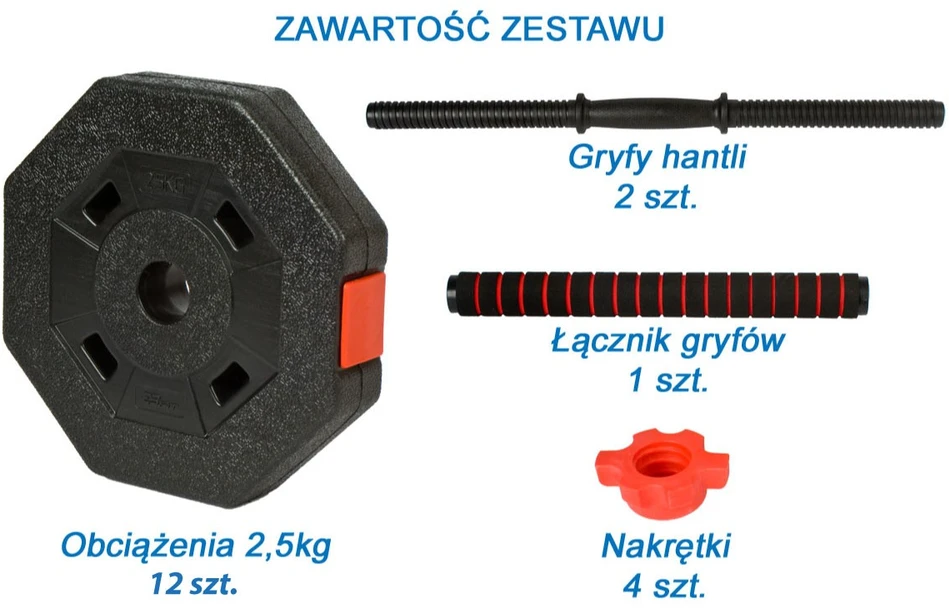 EB FIT reguliuojamo dydžio treniruočių hanteliai 2 x 15 kg su štangos funkcija
