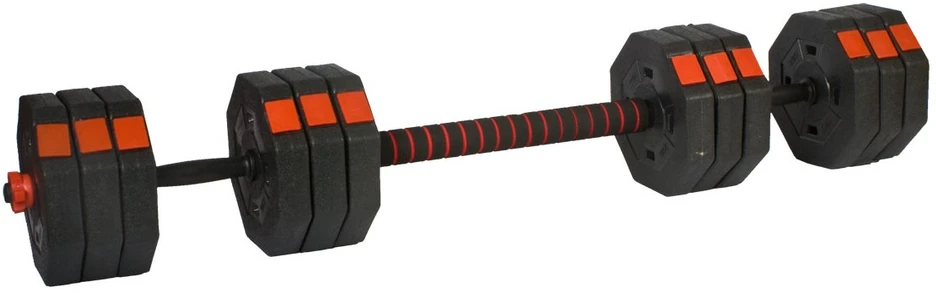 EB FIT reguliuojamo dydžio treniruočių hanteliai 2 x 15 kg su štangos funkcija