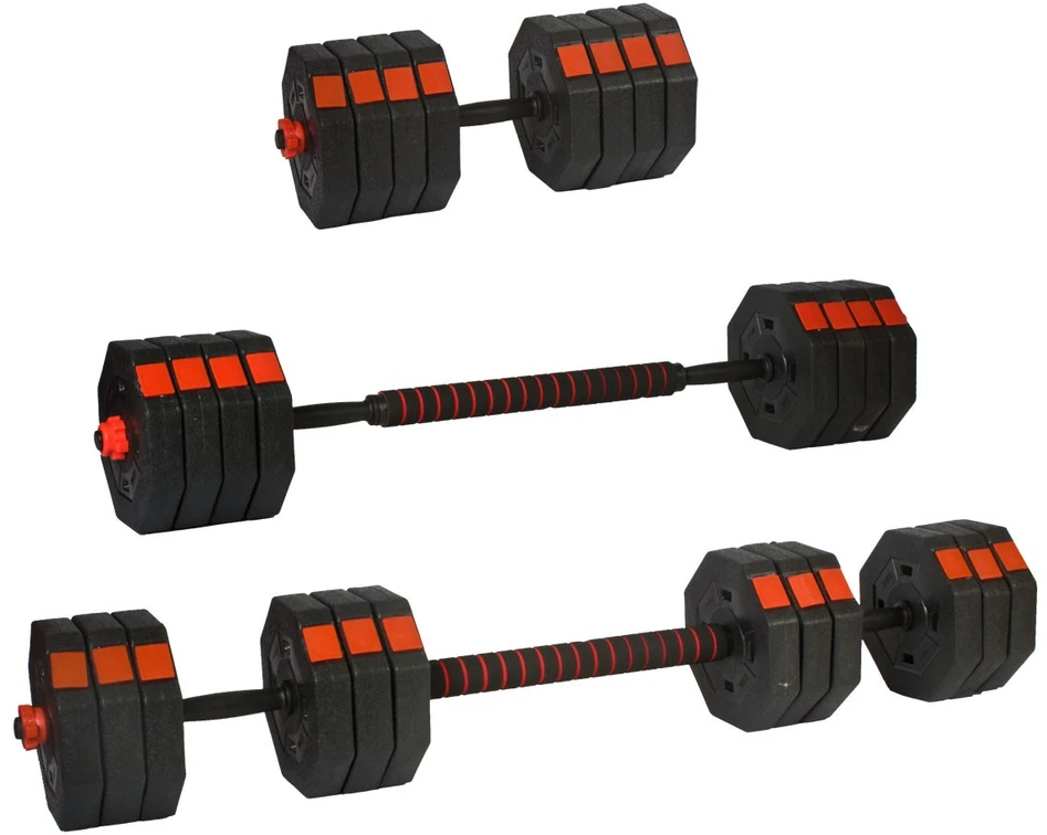 EB FIT reguliuojamo dydžio treniruočių hanteliai 2 x 15 kg su štangos funkcija