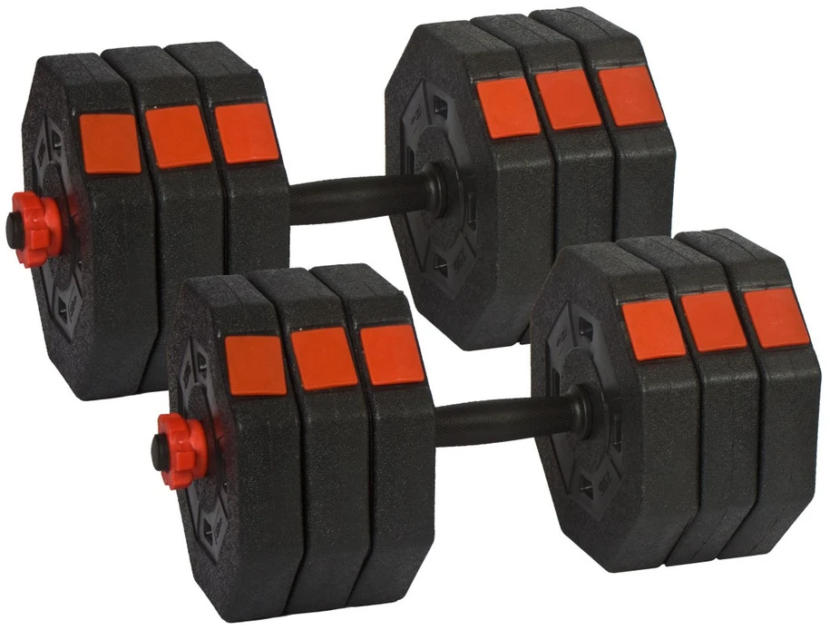 EB FIT reguliuojamo dydžio treniruočių hanteliai 2 x 15 kg su štangos funkcija