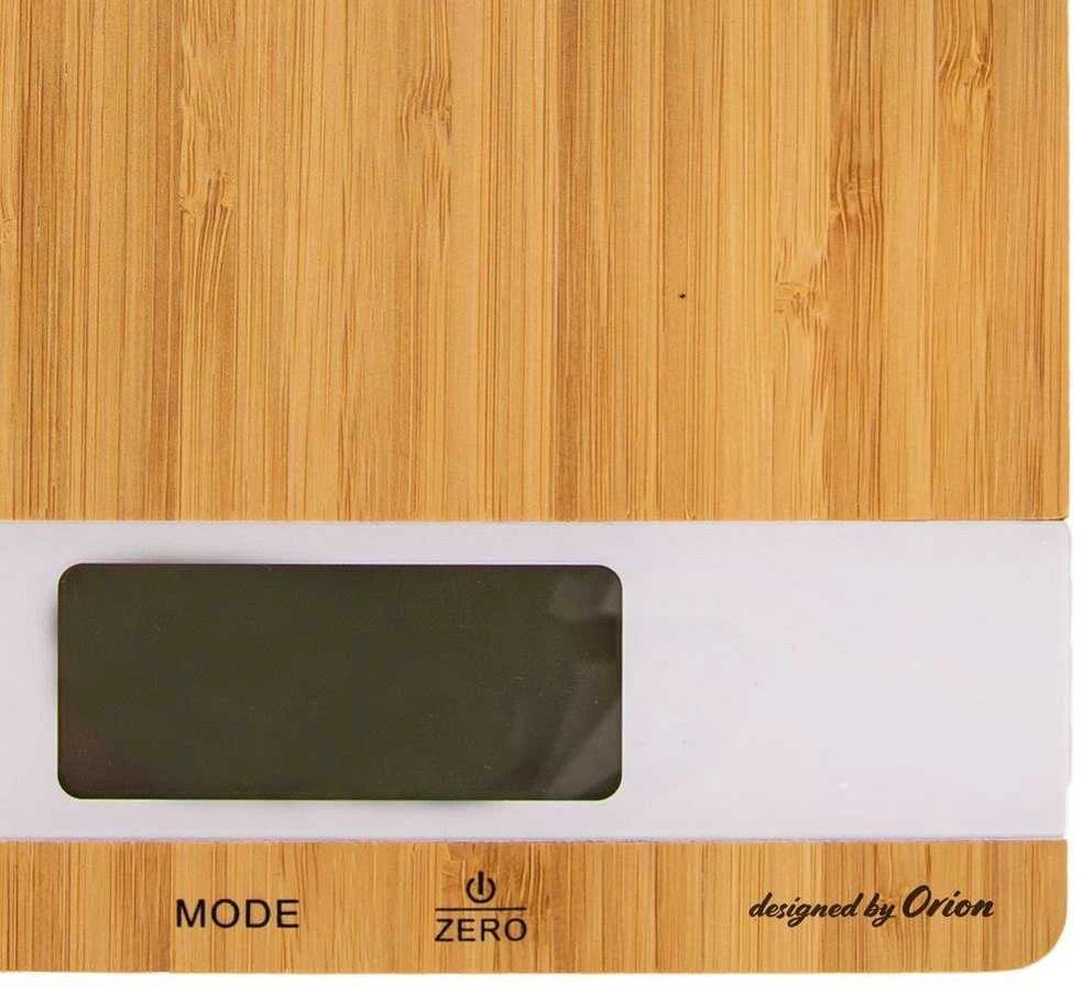 Elektroninės plokščios virtuvinės svarstyklės, bambukinės, 5kg