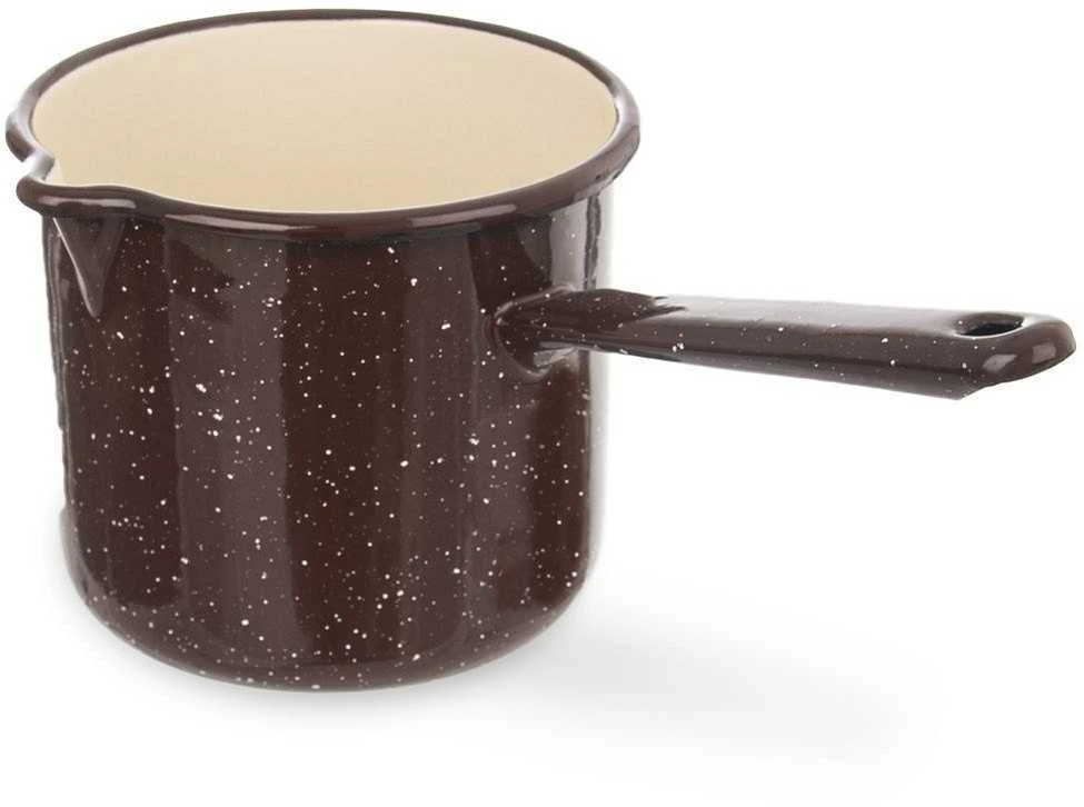EMALINIS PUODAS 1,2L, RUDAS, SU RANKENE