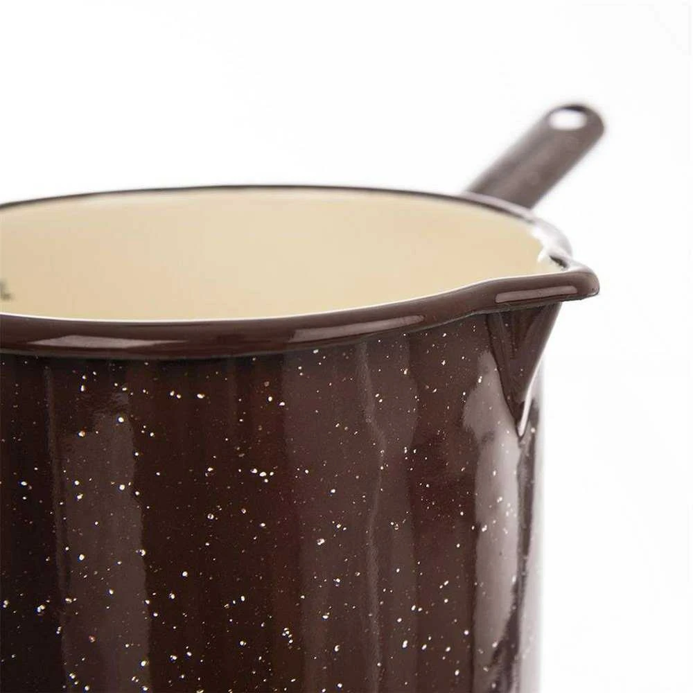 EMALINIS PUODAS 1,2L, RUDAS, SU RANKENE