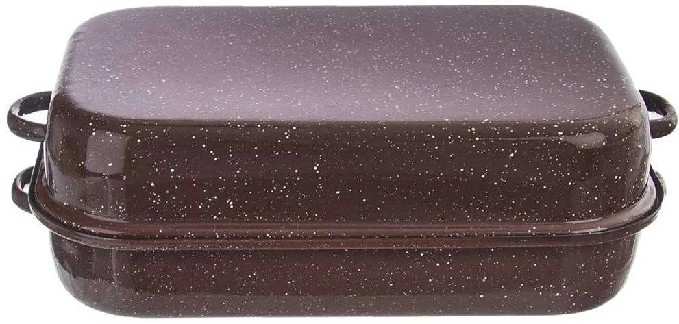 Emaliuota keptuvė su dangčiu / žąsų indas 46x27,5x14,5 cm