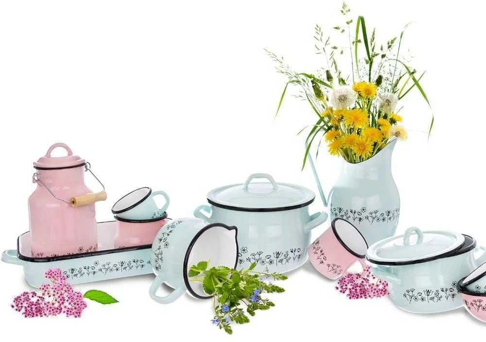 Emaliuotas gėlių vazonas, 16 cm, dengtas dujų indukcija