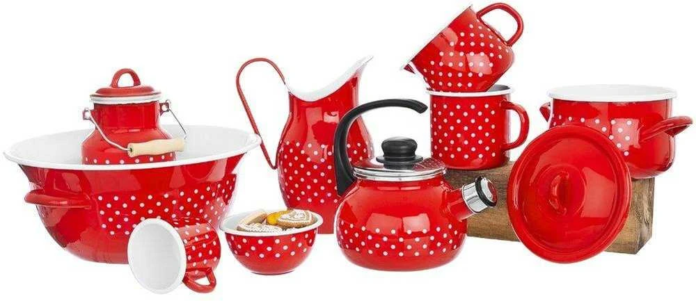Emaliuotas pieno indelis, retro pieno ąsotis, 2 l