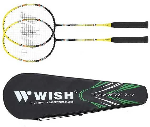 FUSIONTEC 777K BADMINTONO RAKETŲ RINKINYS LIME + Raudonas + SHOTS 3 Vnt.