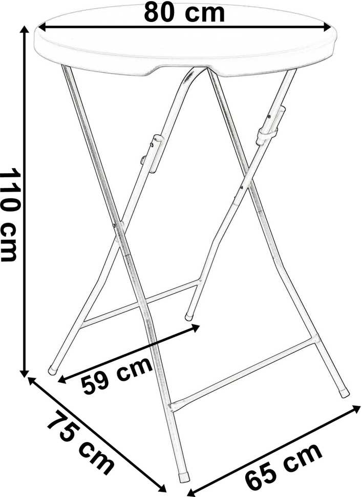 GALA sulankstomas maitinimo stalas 80 cm baltas