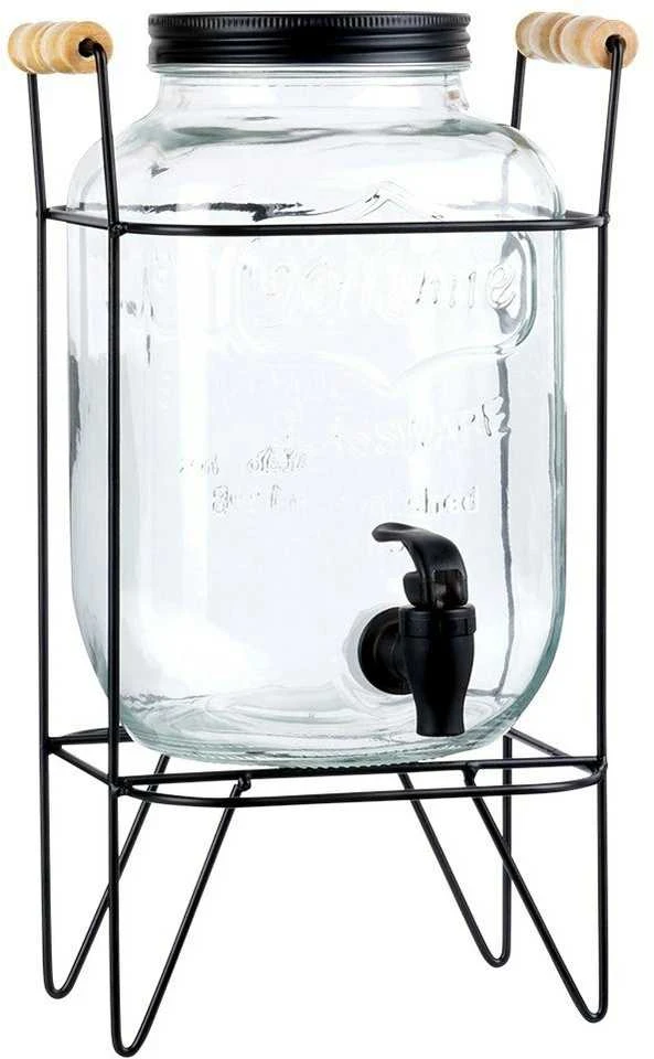 Gėrimų indas su čiaupu ir stovu, juodas, 4,2 l