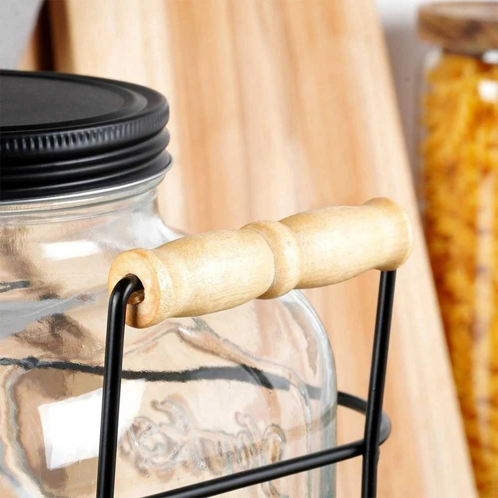 Gėrimų indas su čiaupu ir stovu, juodas, 4,2 l