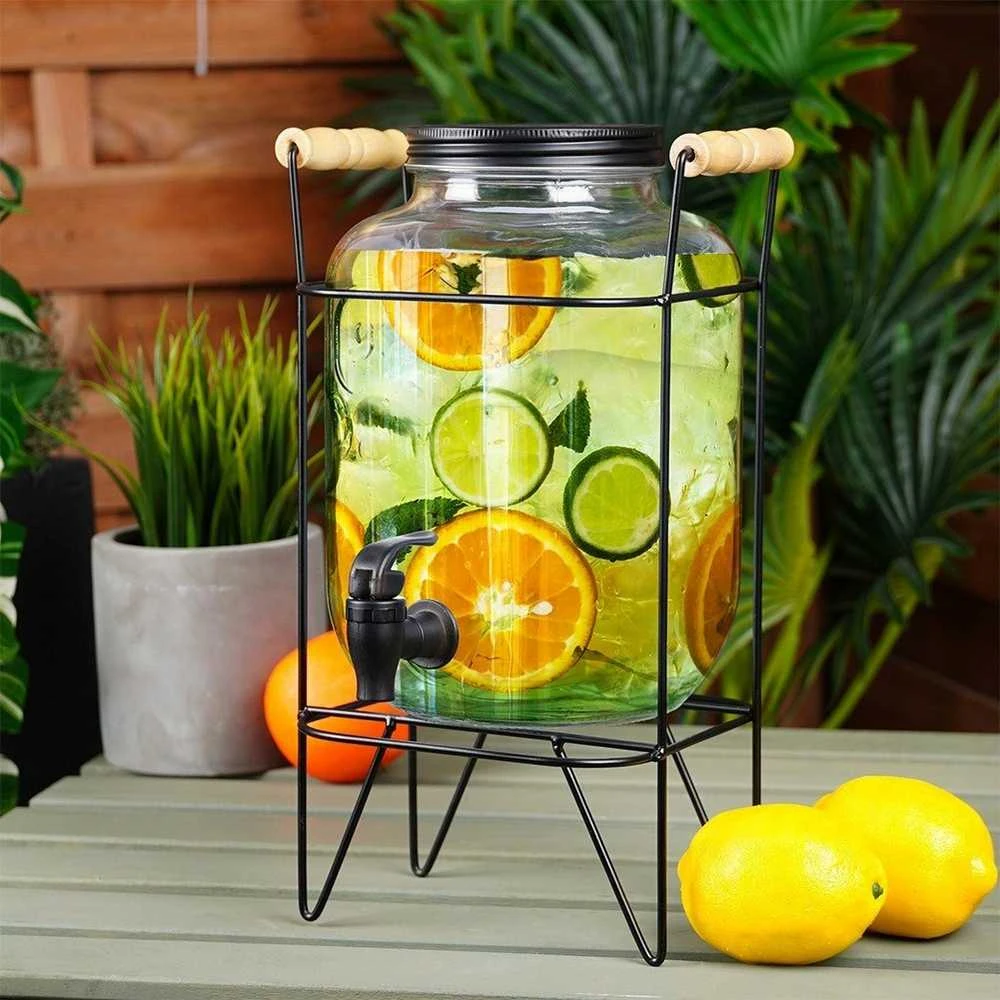 Gėrimų indas su čiaupu ir stovu, juodas, 4,2 l
