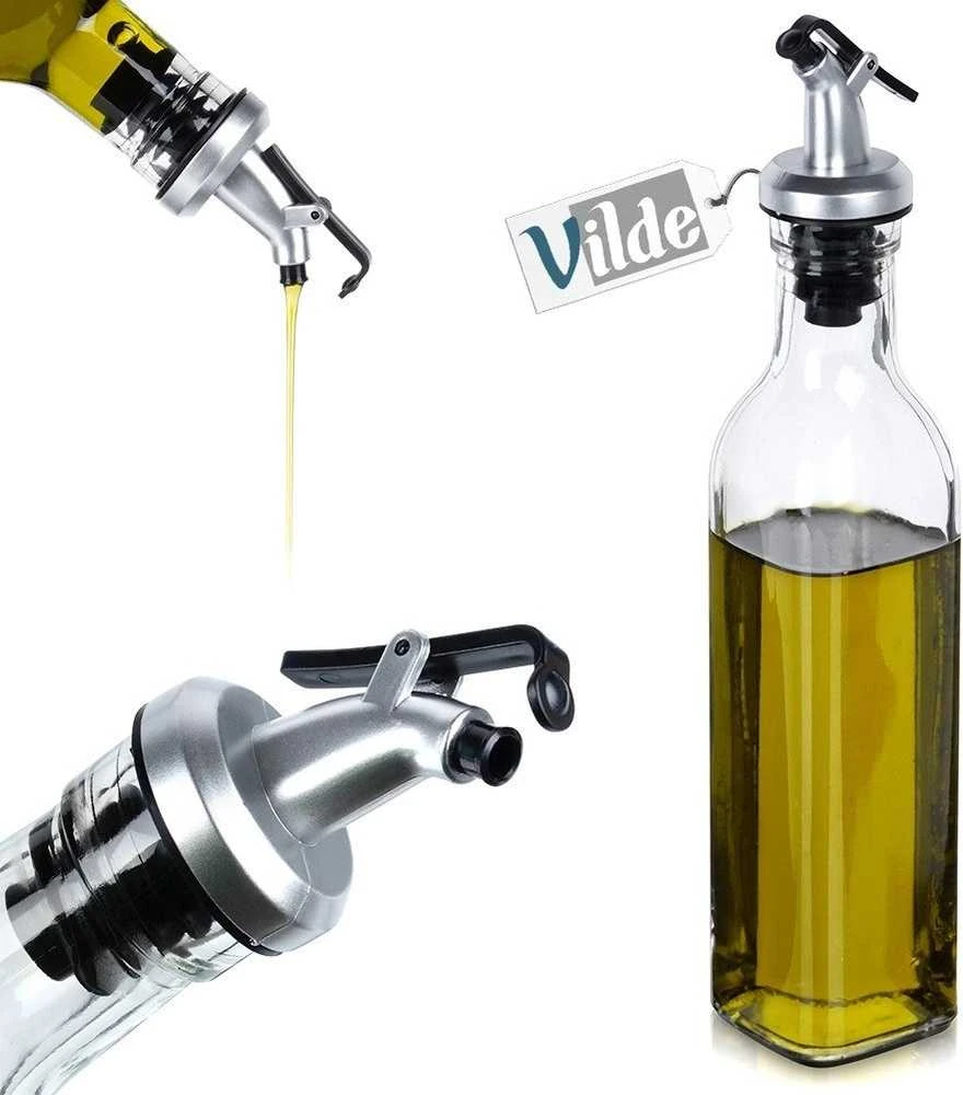 Stiklinis butelis alyvuogių aliejui ir actui su dozatoriumi 250 ml