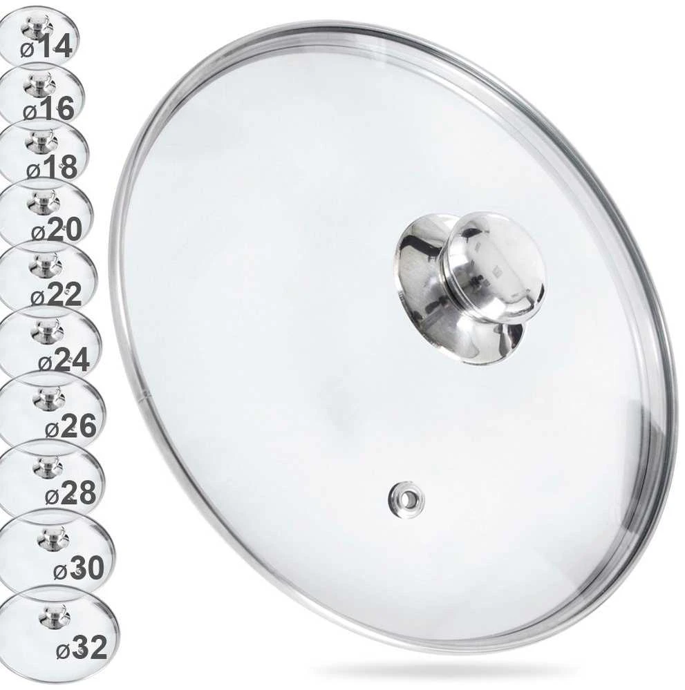 Glasdeckel Pfannen-Deckel Topfdeckel Universaldeckel su Edelstahlrand hitzebeständiges Stiklas 32 cm