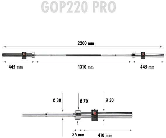 GOP220 PRO + ZG1000B fiksavimo gnybtai OLYMPIC TISIUS STRAIPSNIS 20KG 2200mm HMS
