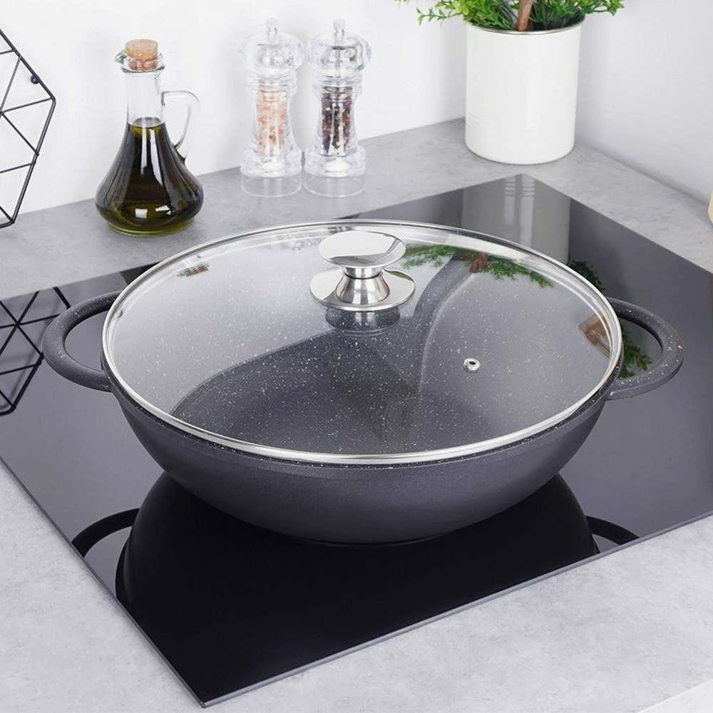 Granitinė wok keptuvė 32 cm su GRANDE dangčiu