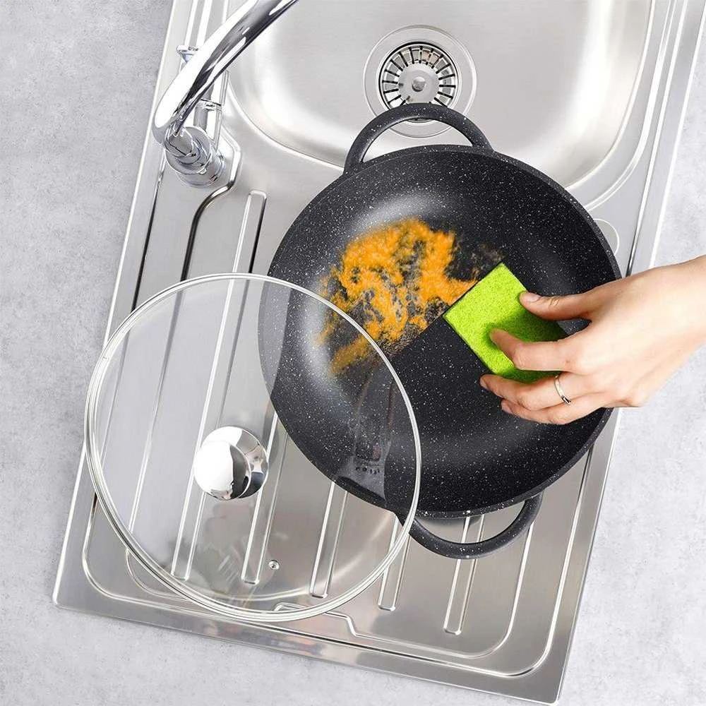 Granitinė wok keptuvė 32 cm su GRANDE dangčiu