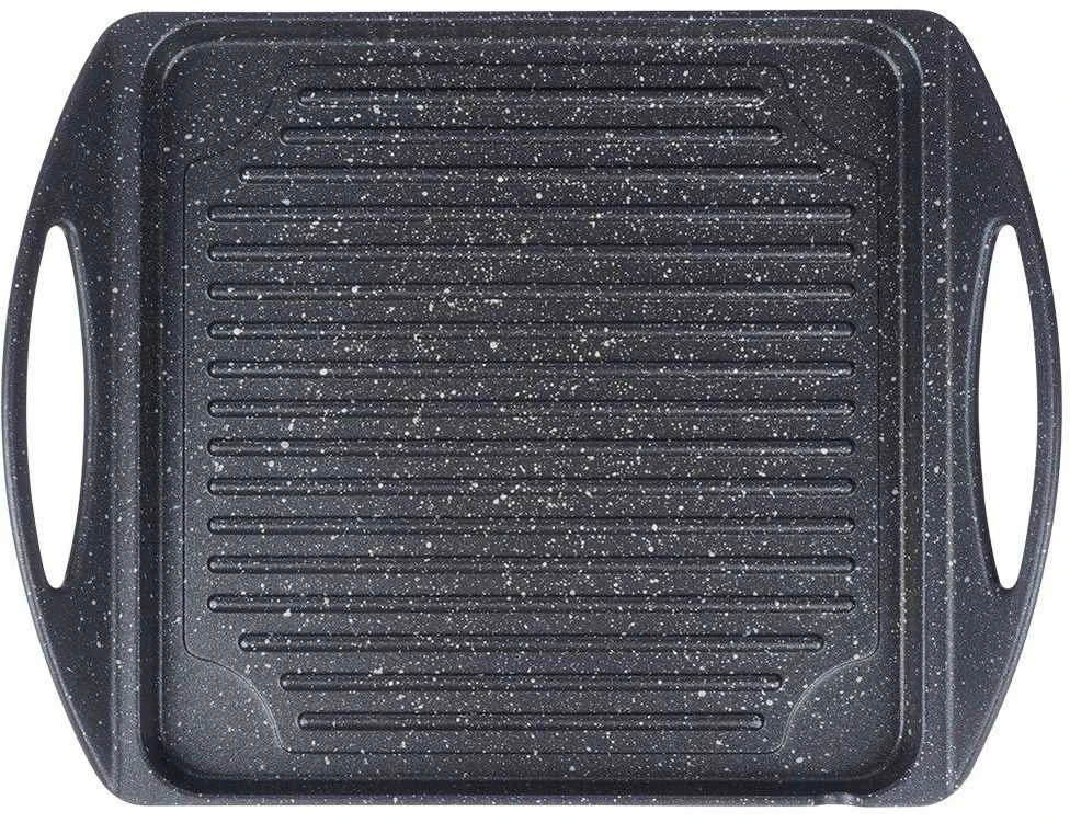 Granito grilio lėkštė, stačiakampė keptuvė griliui ir kepimui, GRANDE, 34x26,5 cm