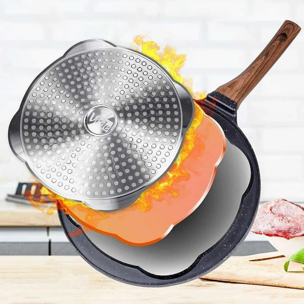 Granito kiaušinių keptuvė su 4 skylutėmis Juodas&WOOD 26 cm