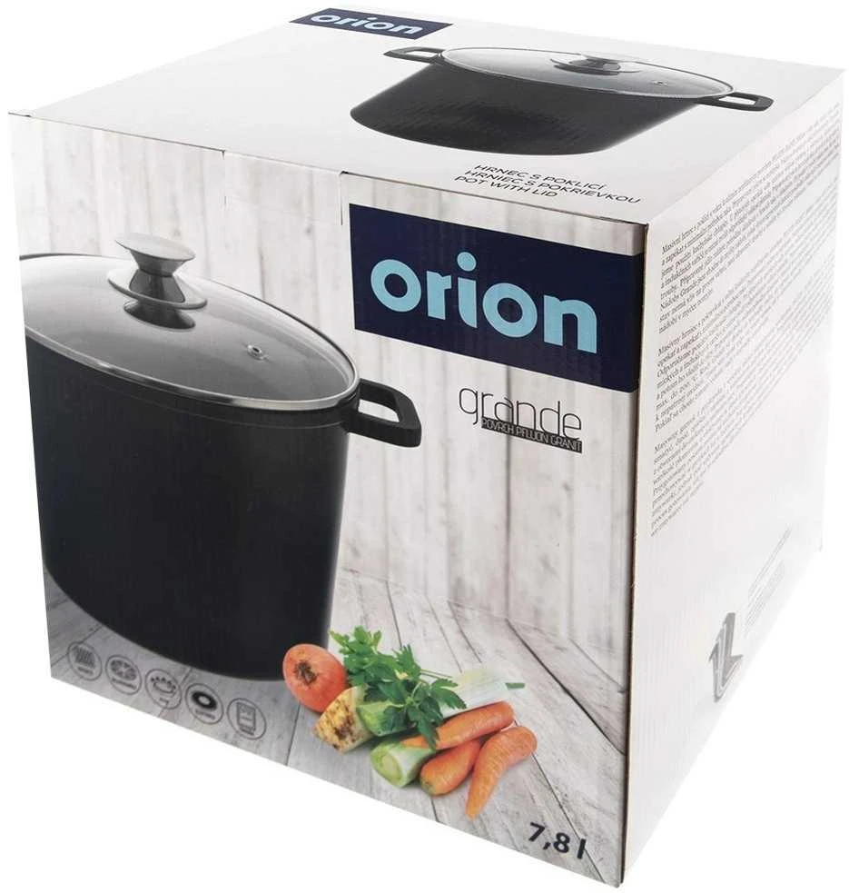 Granito puodas su stikliniu dangteliu, aukštas GRANDE, 7,6 l
