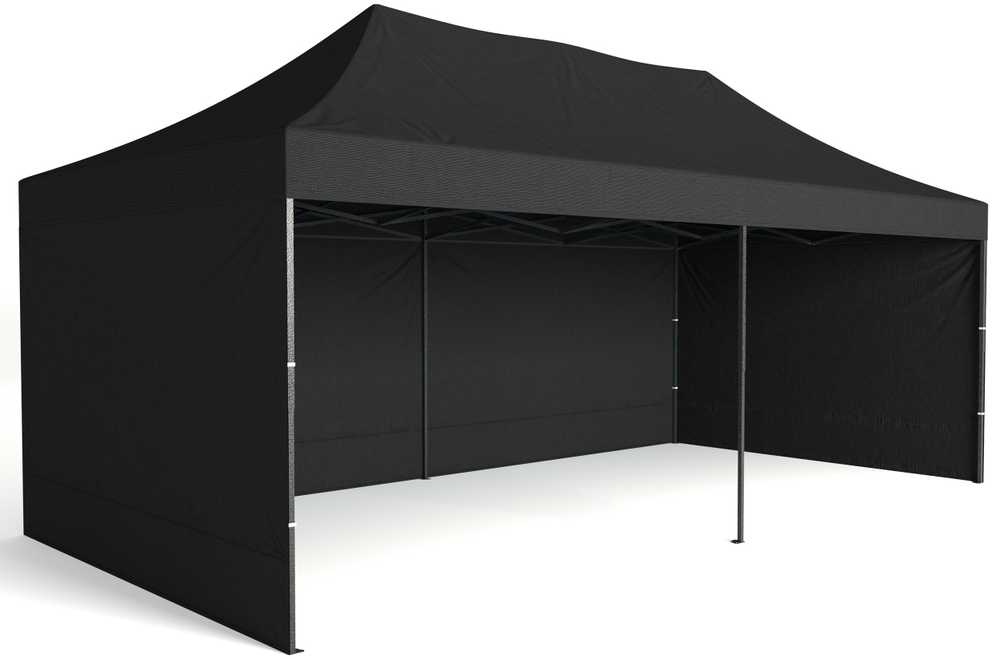 Greitosios prekybos paviljonas - 3x6 m - 3 sienos - juodos spalvos