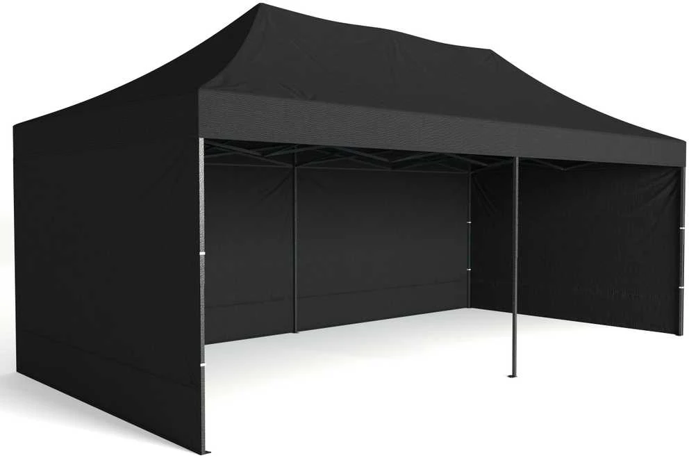 Greitosios prekybos paviljonas - 3x6 m - 3 sienos - juodos spalvos