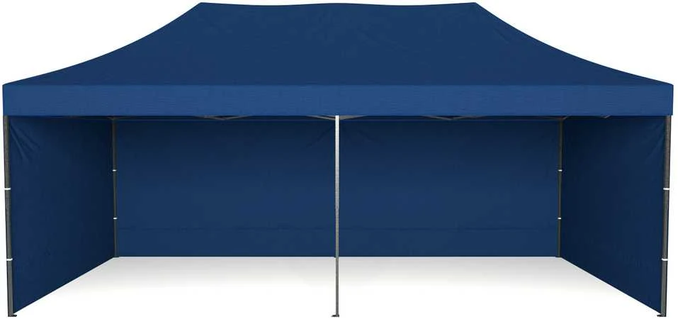 Greitosios prekybos paviljonas - 3x6 m - 3 sienos - mėlynos spalvos