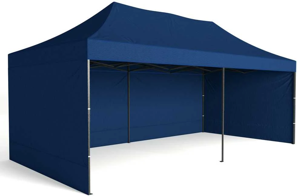 Greitosios prekybos paviljonas - 3x6 m - 3 sienos - mėlynos spalvos