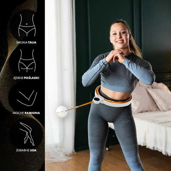 HHM21 HULA HOP BALTA/ORANŽINĖ SU MAGNETAIS, TPE PUBS IR SVORIU + HMS SKAITIKLIS