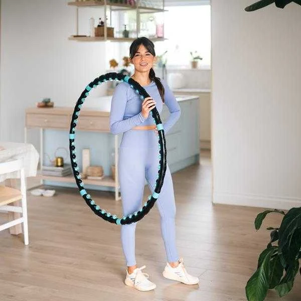 HHP006 JUODAI MĖLYNAI HULA HOP MASAŽAS SU MAGNETAIS 98cm HMS