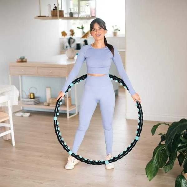 HHP006 JUODAI MĖLYNAI HULA HOP MASAŽAS SU MAGNETAIS 98cm HMS