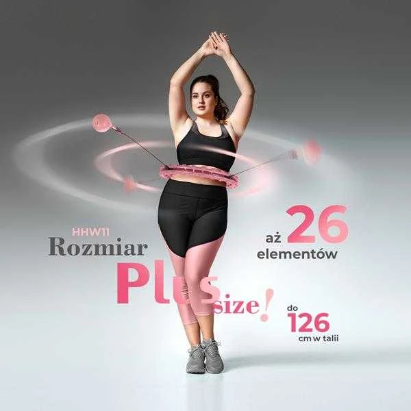 HHW11 PLIUS DYDŽIO HULA HOP ŠVIESI ROŽINĖ SU RIEŠUTAIS IR HMS SVORIU
