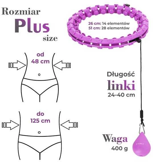 HHW12 PLIUS DYDŽIO HULA HOOP VIOLETAS SU RIEŠUTAIS IR HMS SVORIU