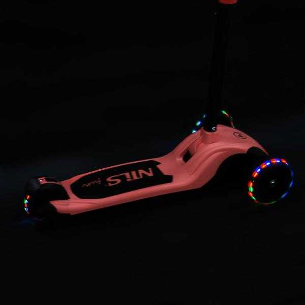 HLB122 LED ROŽINĖS VAIKŲ PAspirtukas NILS FUN