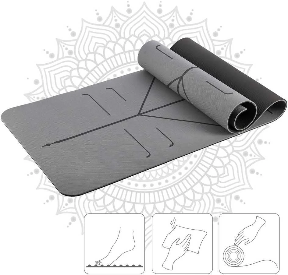 HMS GRAY YOGA RINKINYS TPE MAT YM10 + KUBAS KJ02 + DIRŽELĖ SJ02