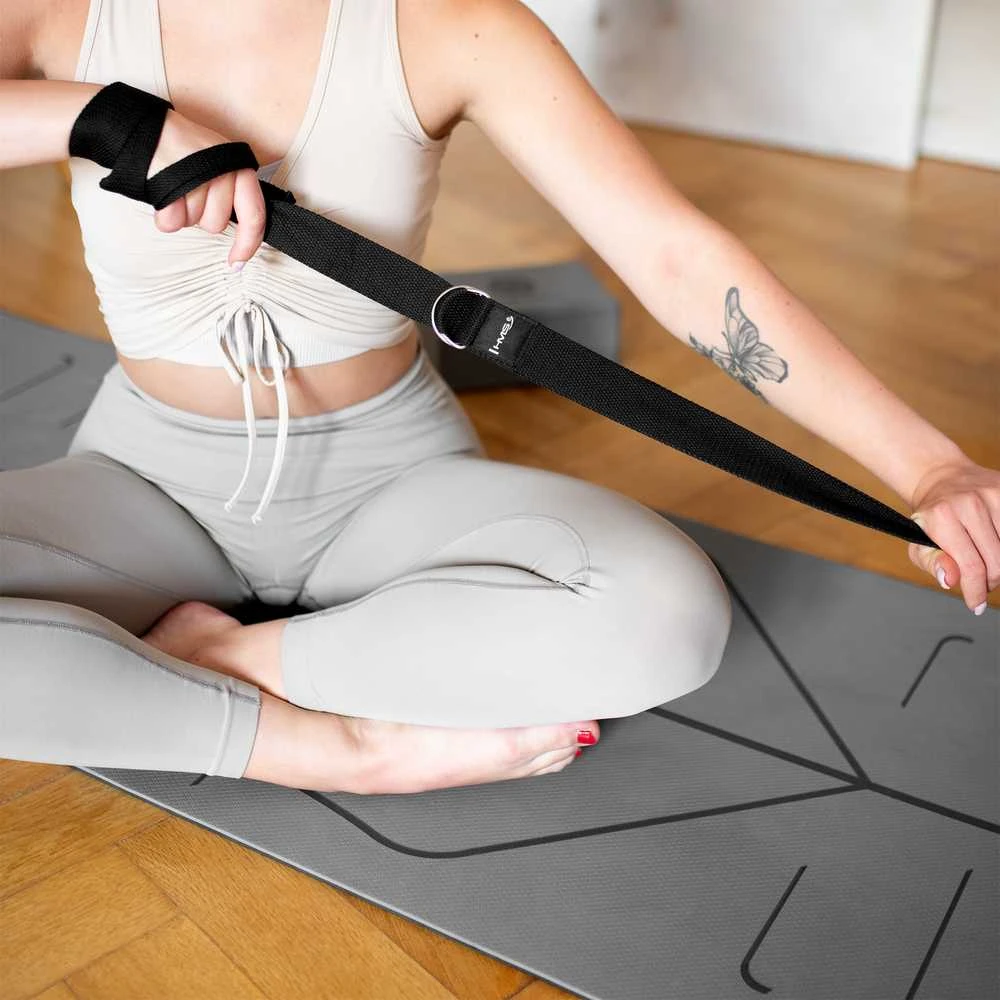 HMS GRAY YOGA RINKINYS TPE MAT YM10 + KUBAS KJ02 + DIRŽELĖ SJ02