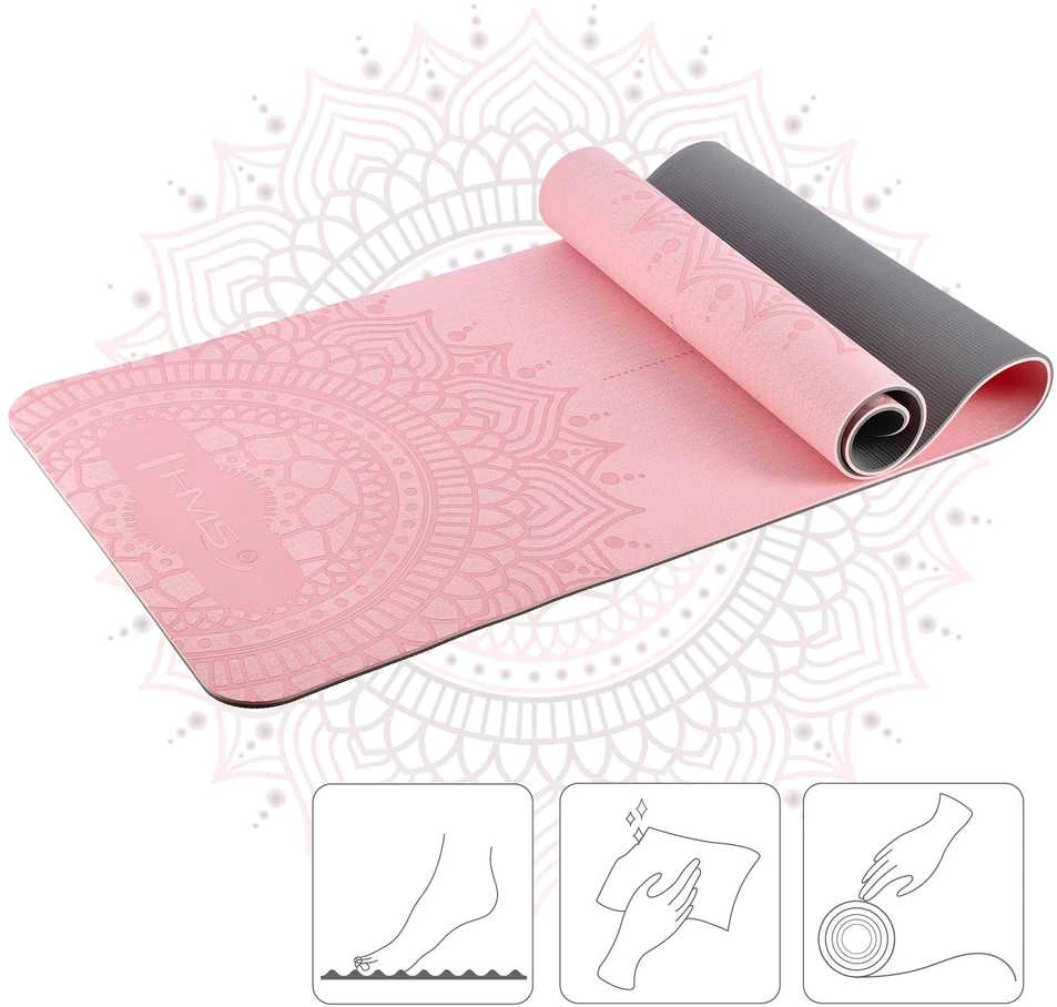 HMS YOGA SET TPE MAT ŠVIESI RAUDŽIAS YM10 + KUBO PILKA KJ02 + DIRŽELĖ SJ02