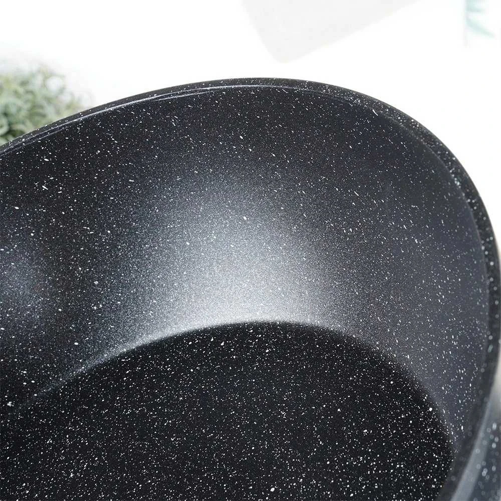 Indukcinė keptuvė su stikliniu dangčiu, neprideganti granitinė VILDE 28cm