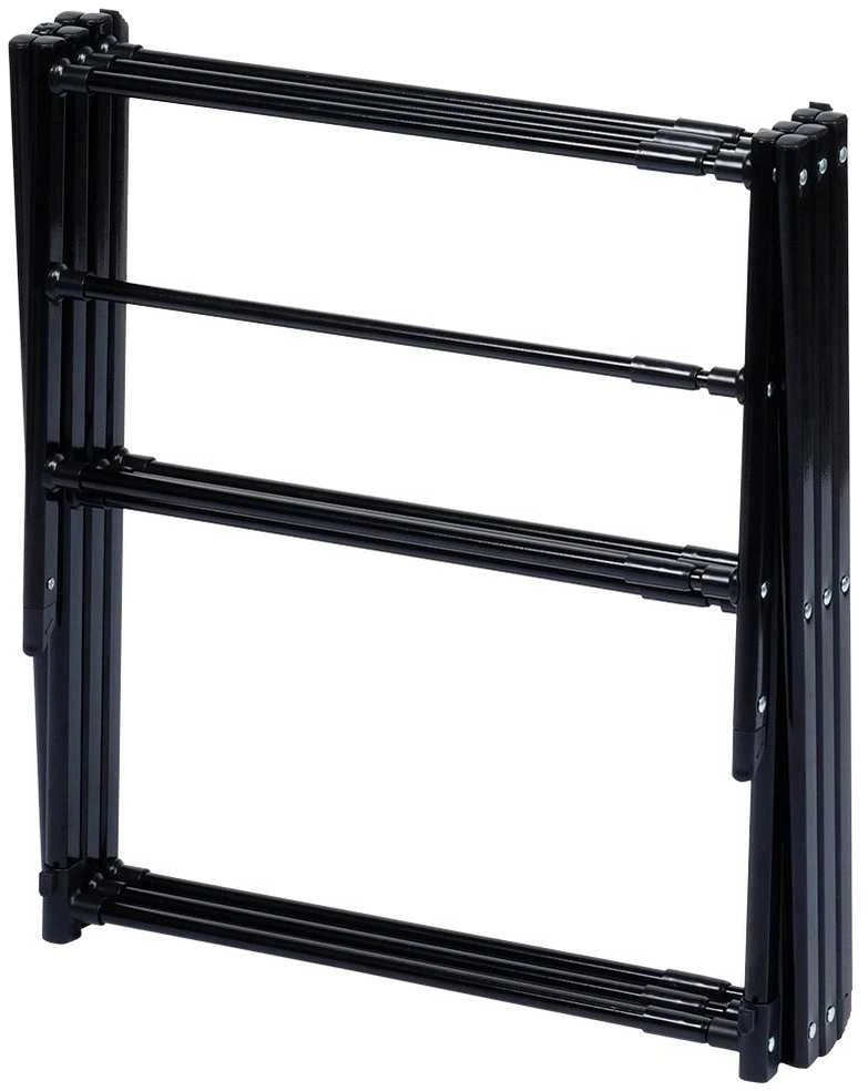 Juoda vertikali metalinė skalbinių džiovyklė, ištraukiama, 44,5–75 x 37,5 x 105 cm