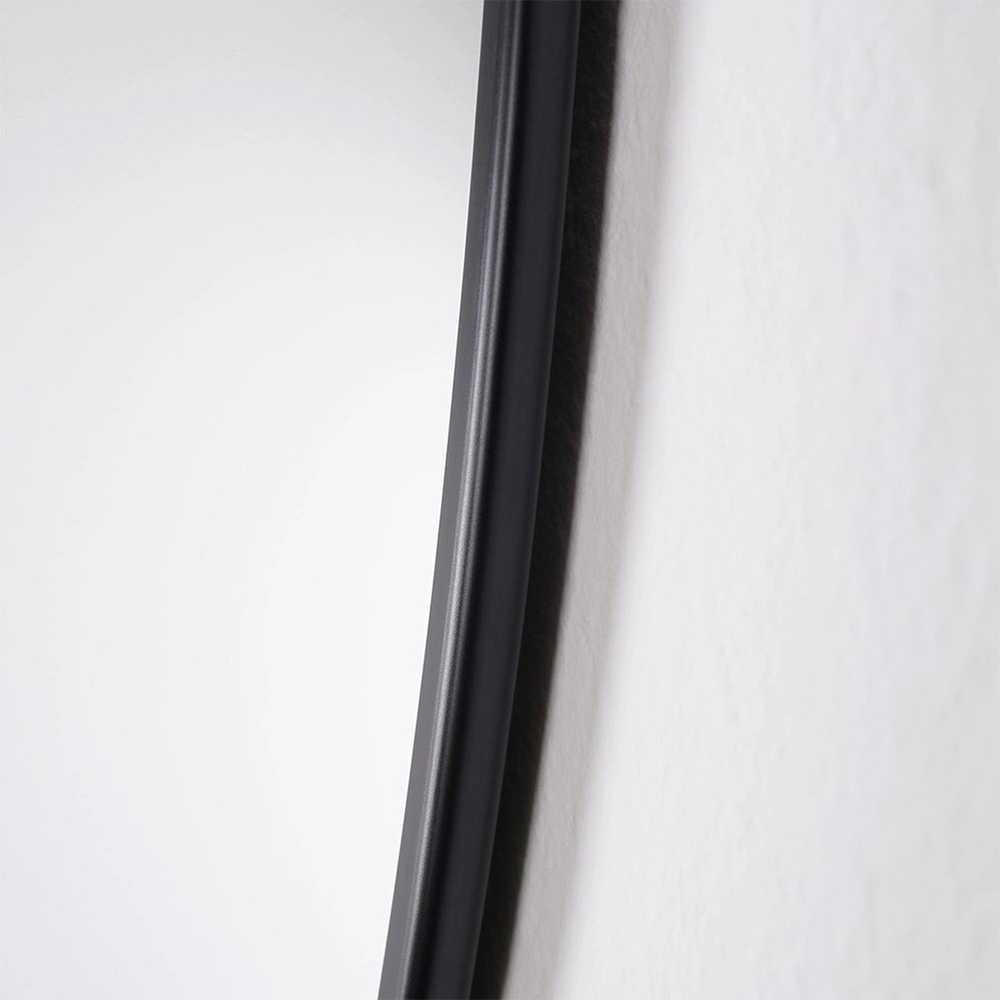Juodas apvalus sieninis veidrodis 55 cm