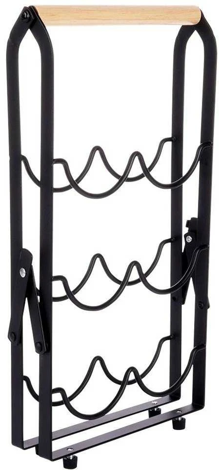 Juodo metalo vyno lentyna 6 buteliams 21x38 cm