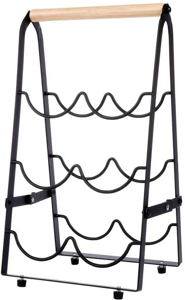 Juodo metalo vyno lentyna 6 buteliams 21x38 cm