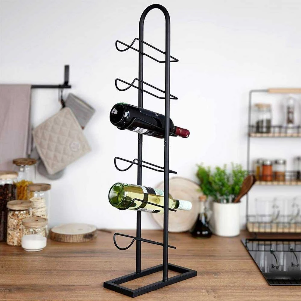 Juodo metalo vyno lentyna 6 buteliams 27x13x84,5 cm