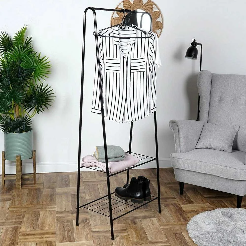 Juodos metalinės drabužių kabykla, 153 cm