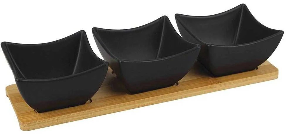 Juodos porcelianinės užkandžių dubenys Juodas 31,5 cm 4 vnt.