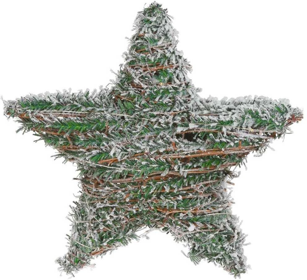 Kalėdinė apsnigta šviečianti žvaigždė puošmena, kalėdinis apšvietimas, 20 LED, 30 cm