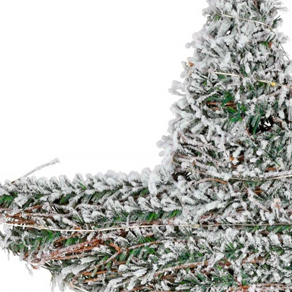 Kalėdinė apsnigta šviečianti žvaigždė puošmena, kalėdinis apšvietimas, 30 LED, 40 cm