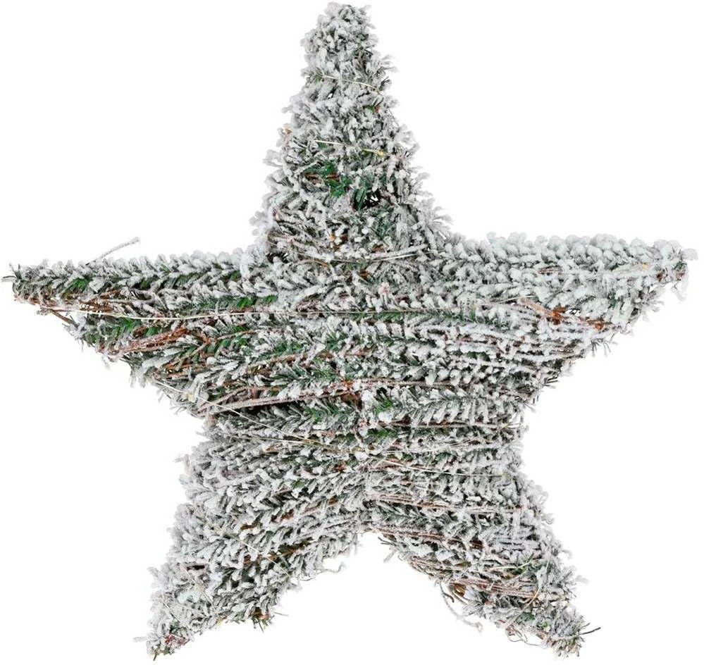 Kalėdinė apsnigta šviečianti žvaigždė puošmena, kalėdinis apšvietimas, 30 LED, 40 cm